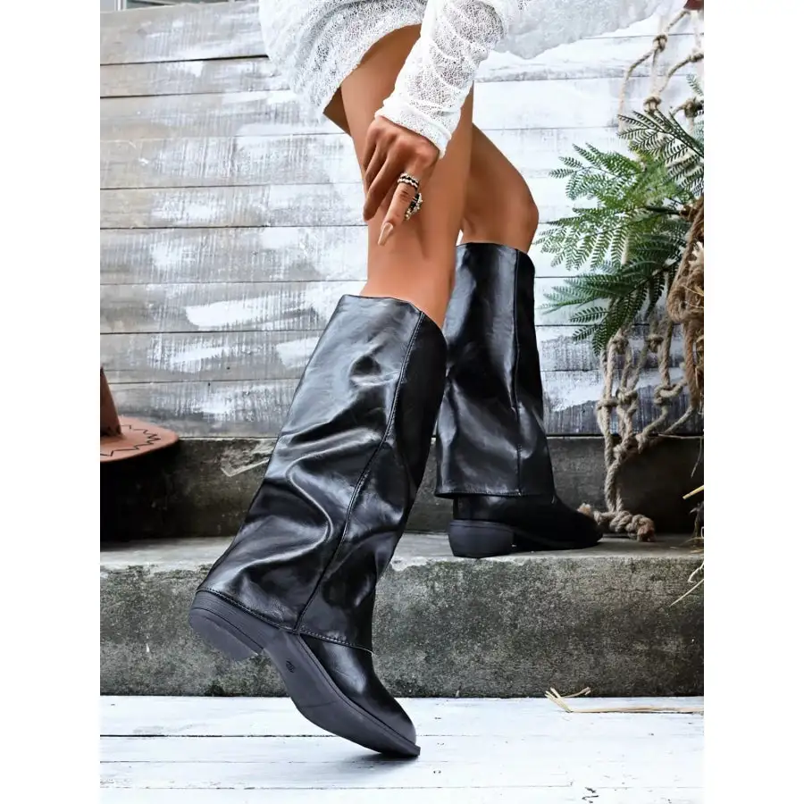 Point Toe Block Heels Boots