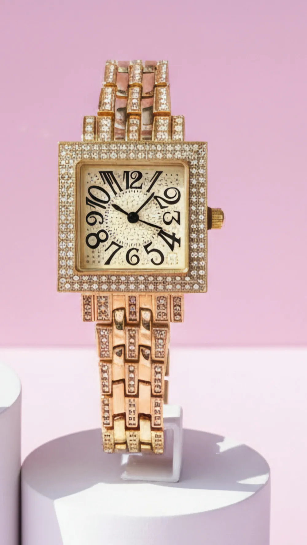 Square Face Crystal Link Fashion Watch