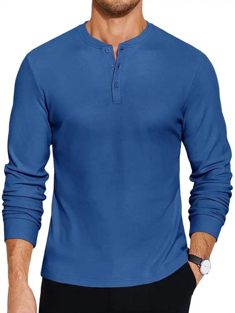 Ribbed Knit Henley T-Shirt