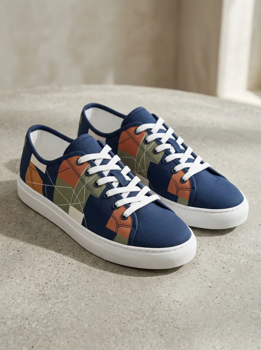 Textured Geometric Canvas Sneakers