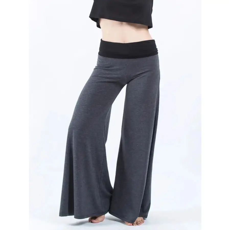 High Waisted Wide Leg Yoga Pants with Contrast Waistband