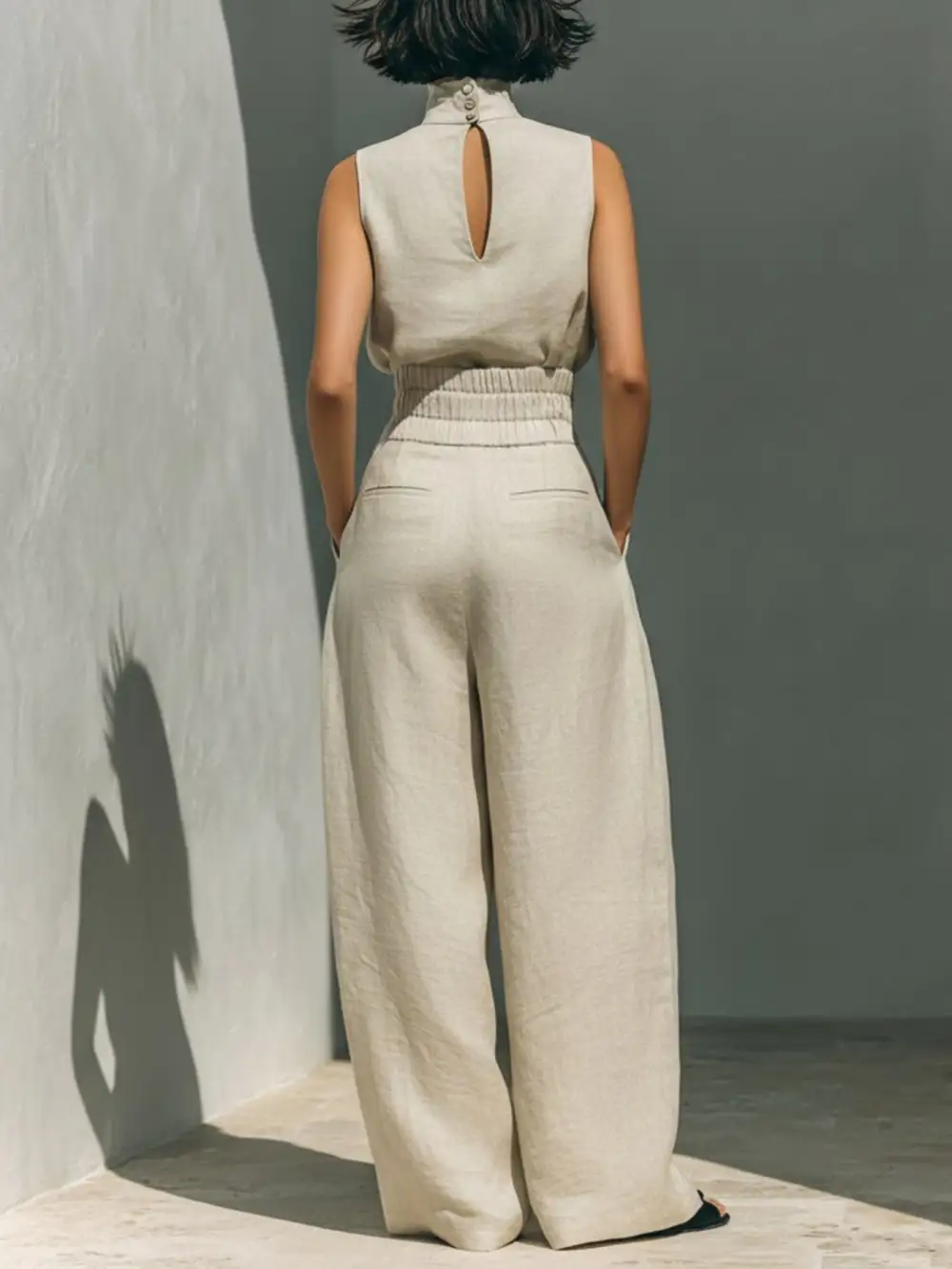 Turtleneck Sleeveless Top and Pants Set