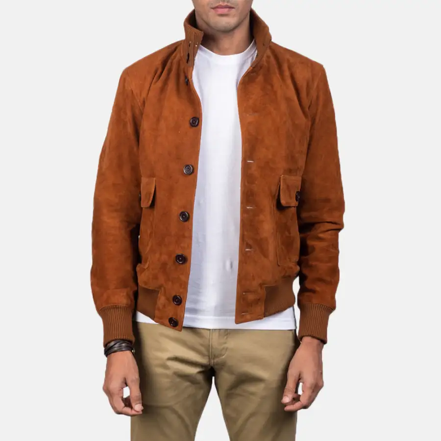 Men's Modern Bomber Suede Jacket
