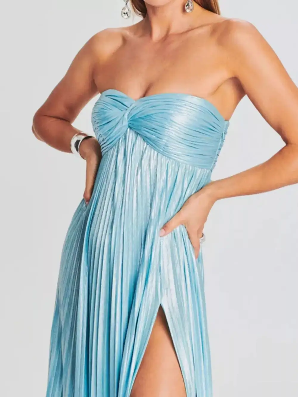 Side Slit Maxi Tie Detail Dress