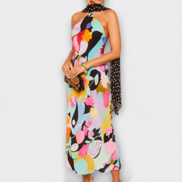 Everyday Chiffon Satin Sleeveless Midi Dress