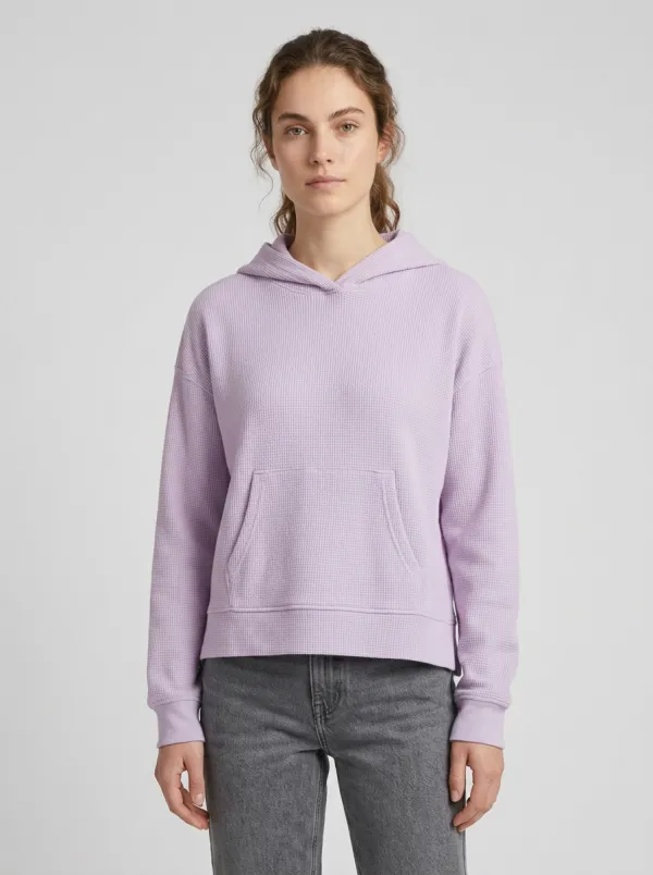 Women's Waffle Textured Minimal Graphic Hoodie
