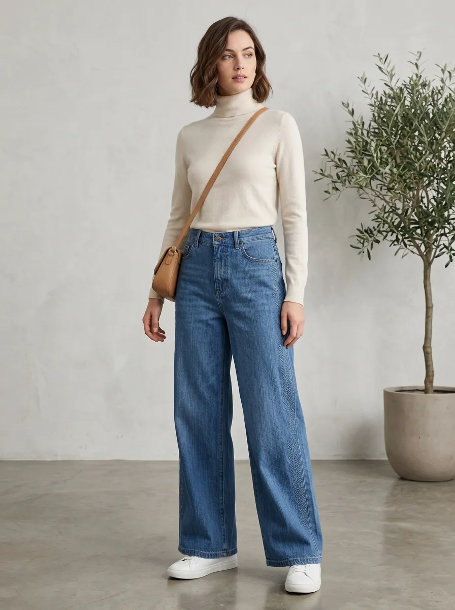 Women's Wide Leg Casual Denim Jeans