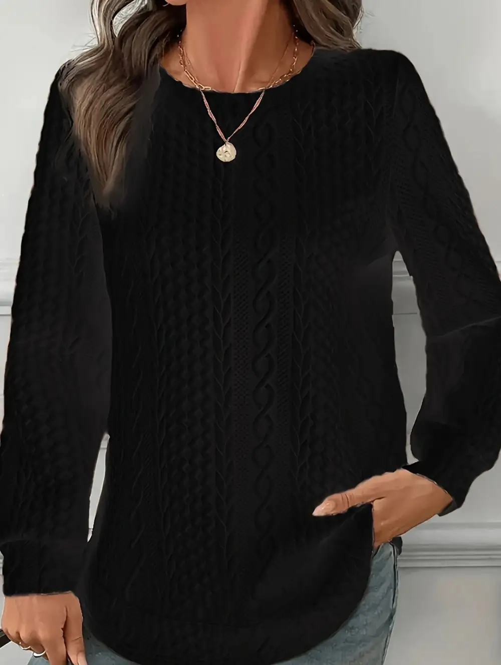 Textured Loose Fitting Drop Shoulder Sweatshirt