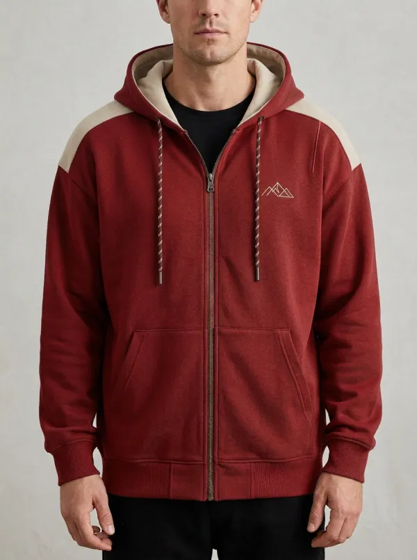 Men's Classic Mountain Graphic Zip-Up Sports Jacket