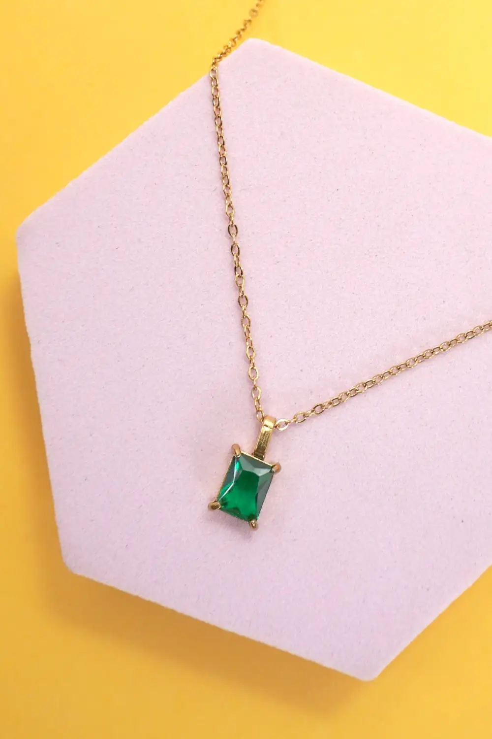 Stainless Steel Glass Pendant Necklace