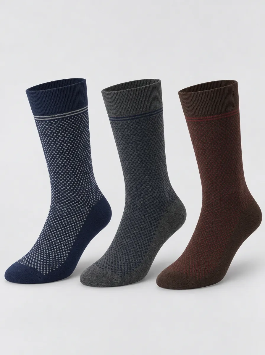 Men's Business Casual Geometric Pattern Printed Socks 3-Pack