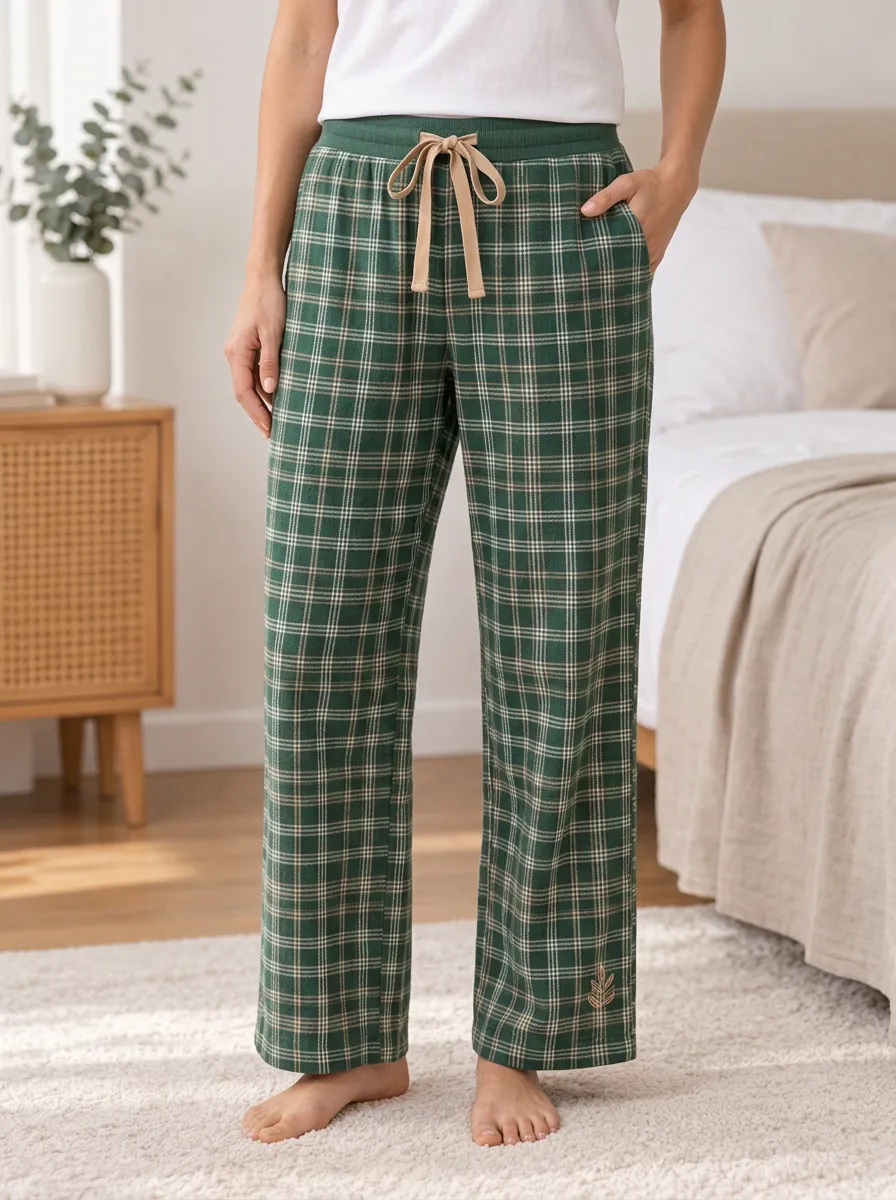 Women's Leaf Drawstring Pocket Sleep Pants