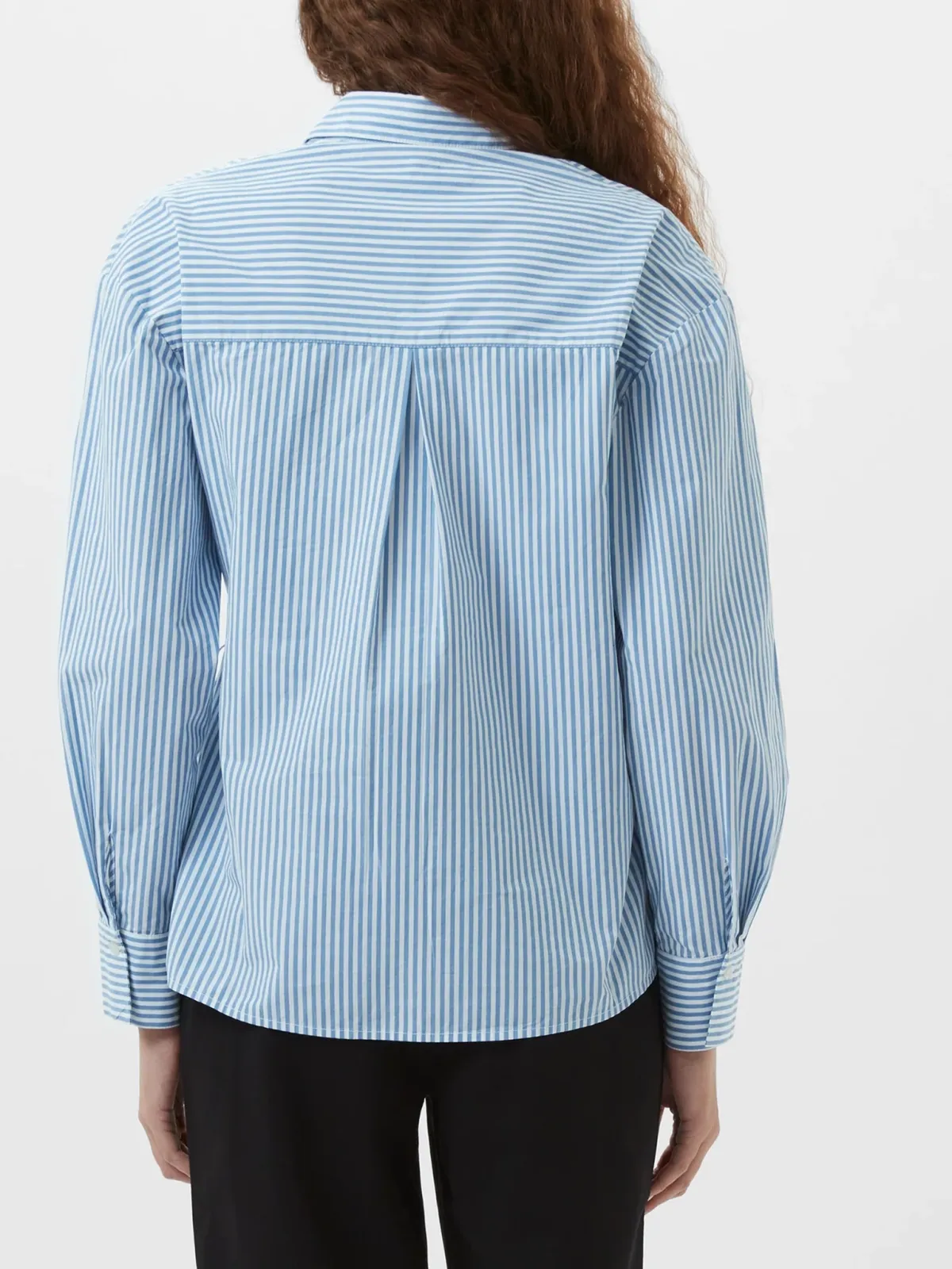 Soft Cotton Patch Blue Striped Shirt