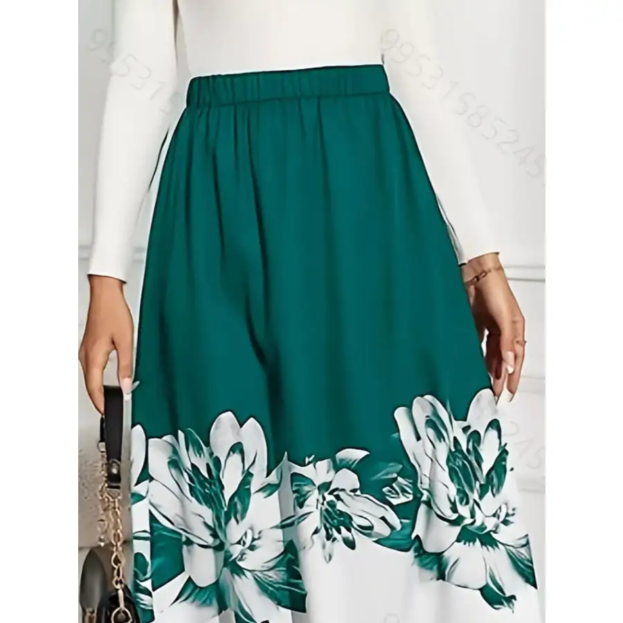 Print A-line Midi Skirt