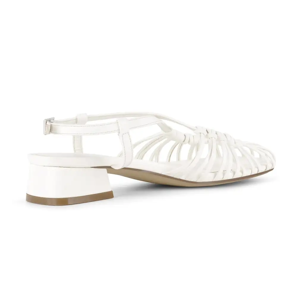 Square Toe Woven Cage Slingback Low Heel Sandals