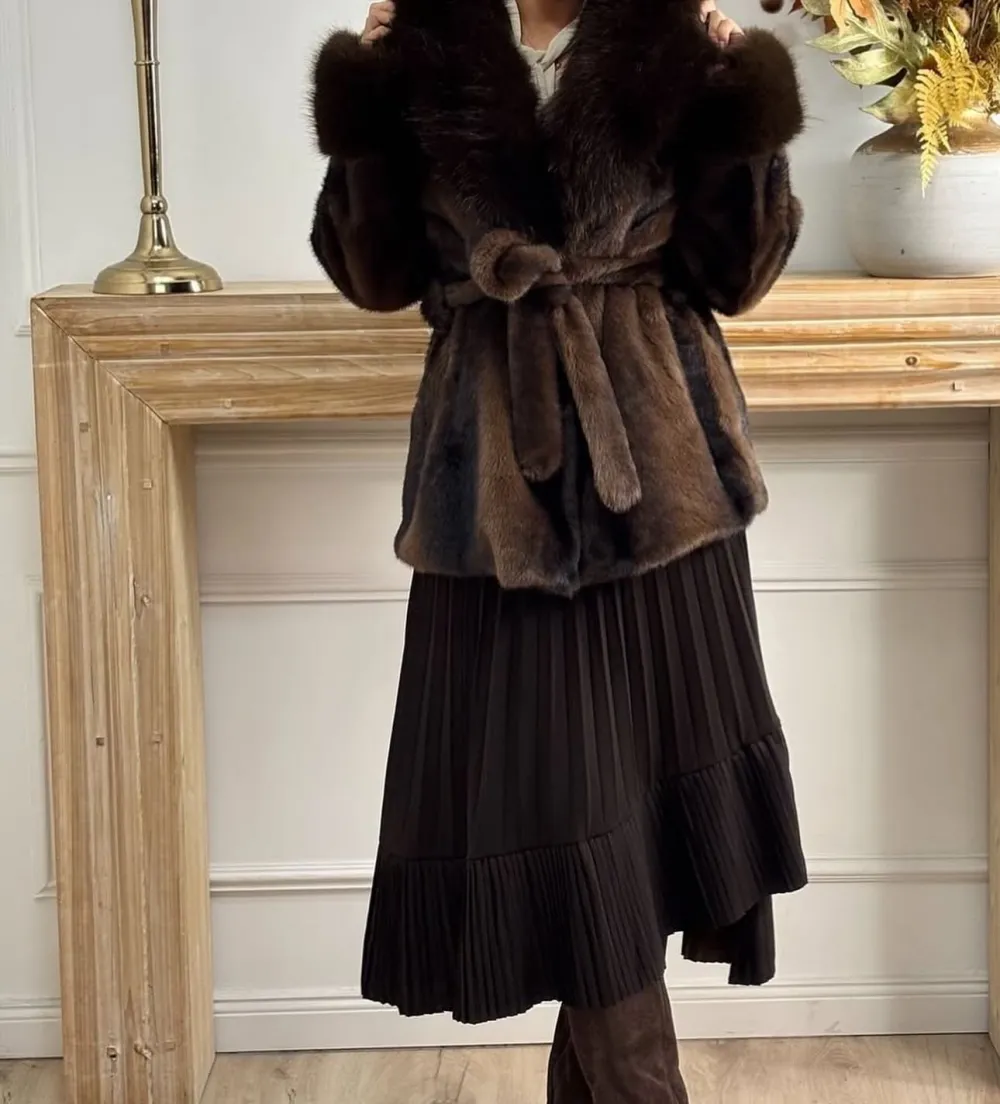 Faux Fur Trim Coat