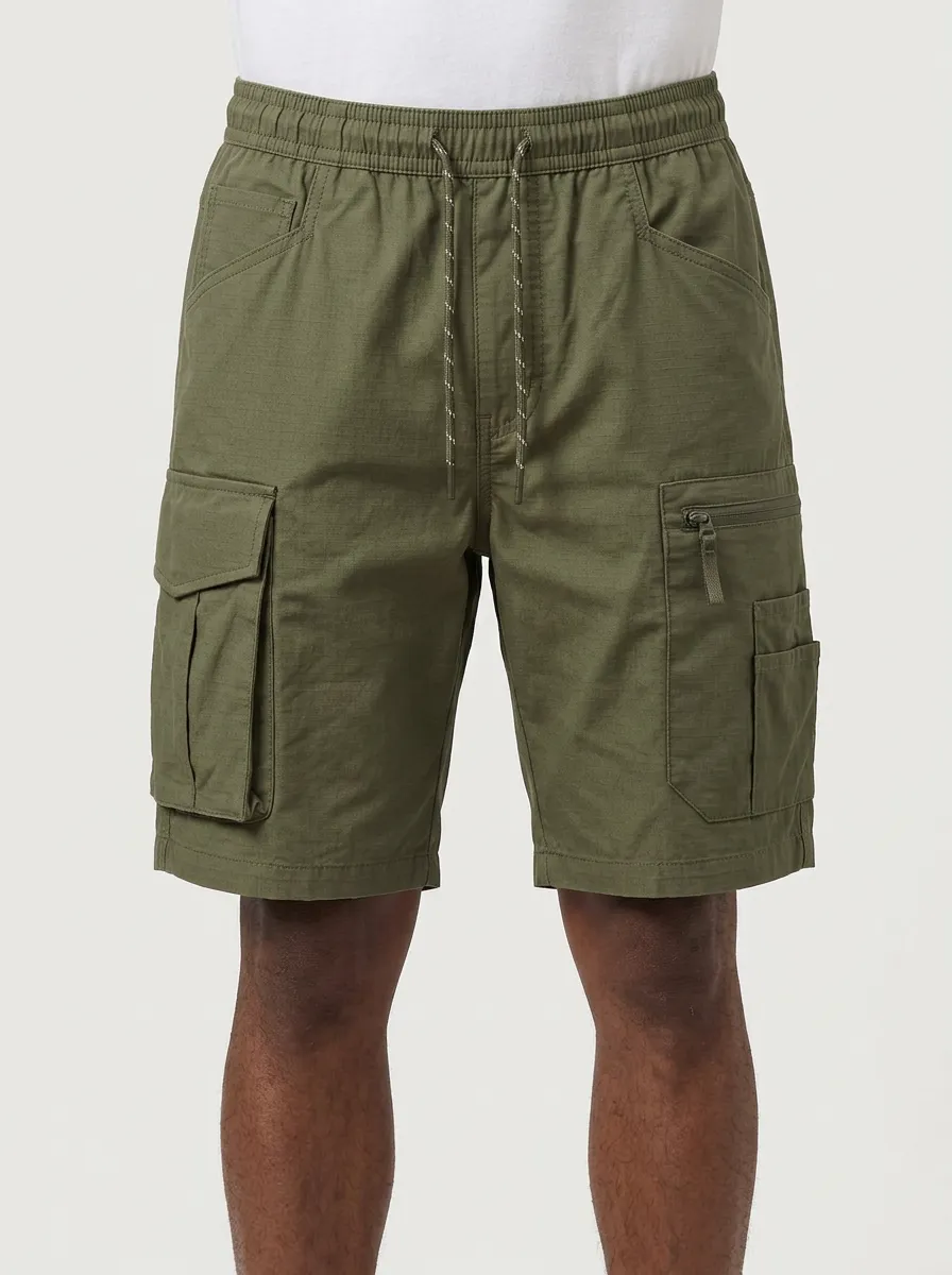Men's Multi-Pocket Elastic-Waist Cargo Shorts