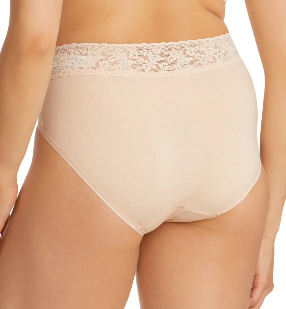 Classic High-Waist Stretch-Lace Cotton French Brief Panty