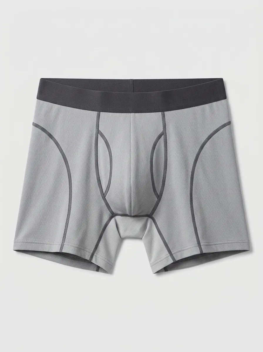 Men's Athletic Performance Grey Ribbed Printed Boxer Briefs