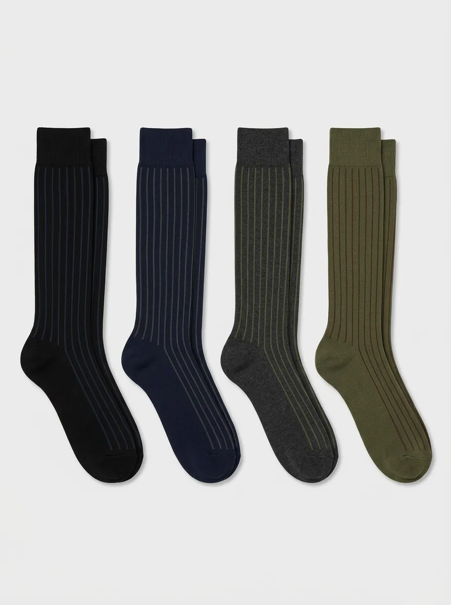 Men's Ribbed Pinstripe Crew Socks Set