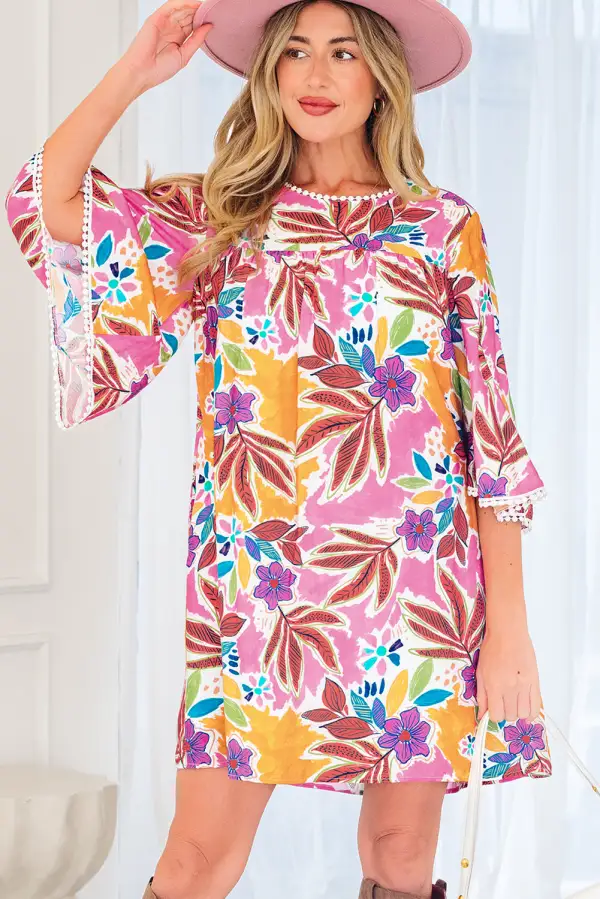 Easy Fit Floral Printed Lace Mini Dress