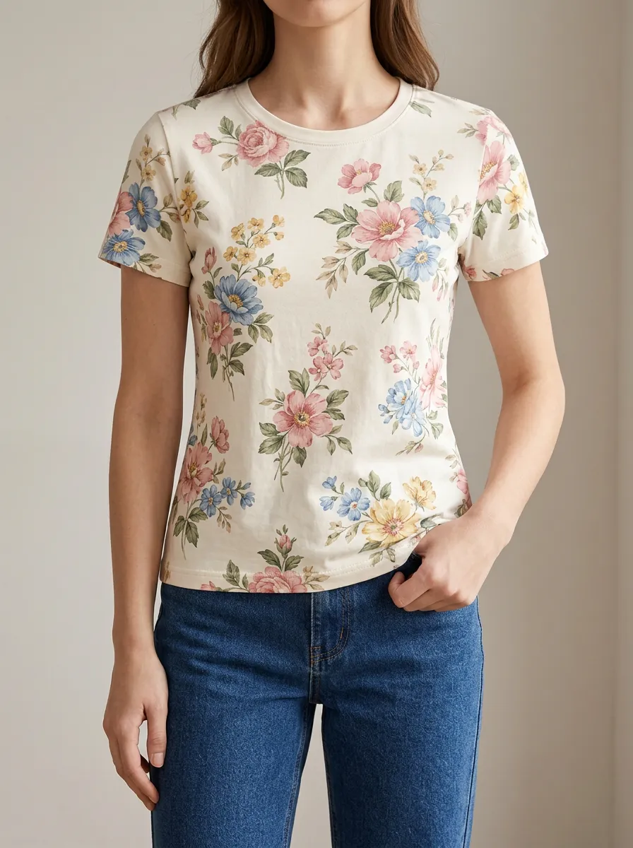 Clean Line Floral Botanical T Shirt