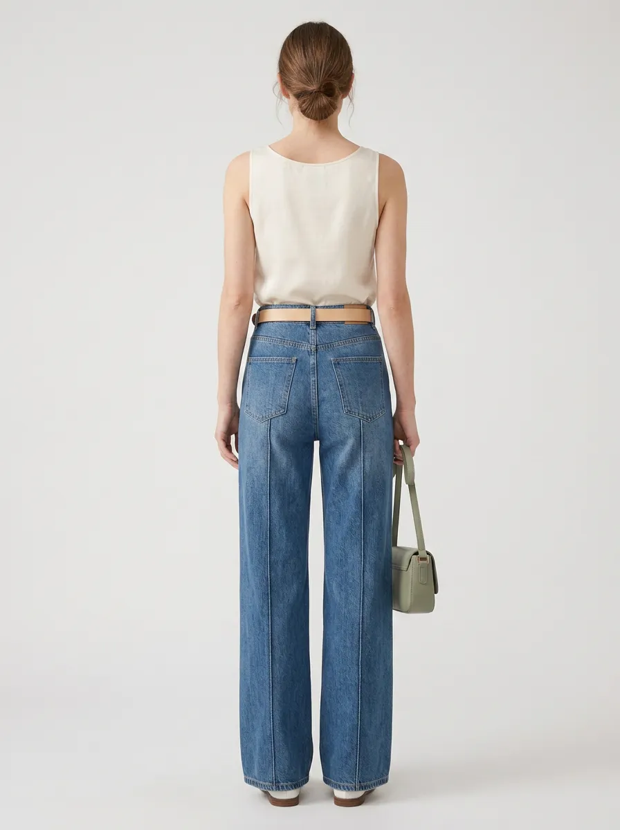 Women's Constellation Star Embroidered Wide Leg Jeans