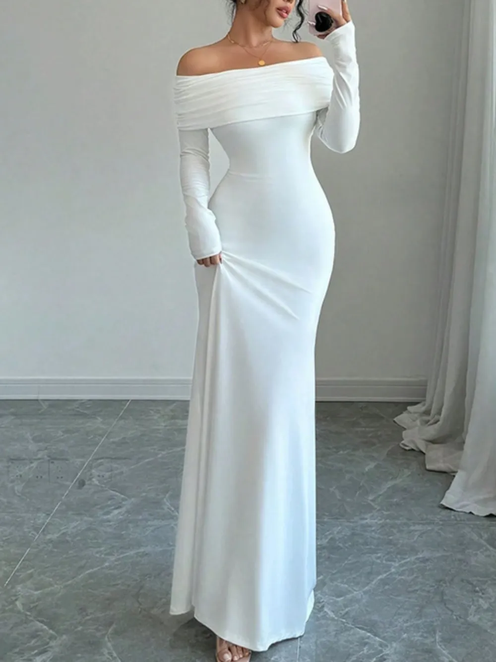 Clean Line Long Sleeve Maxi Dress