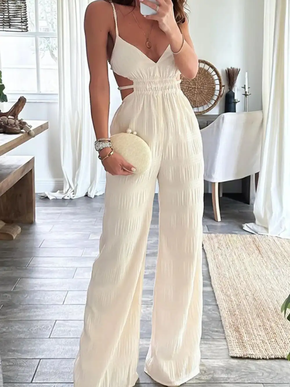 Panel Detail Wide Leg Jumpsuit