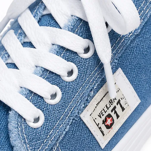 Frayed Denim Slip On Sneakers