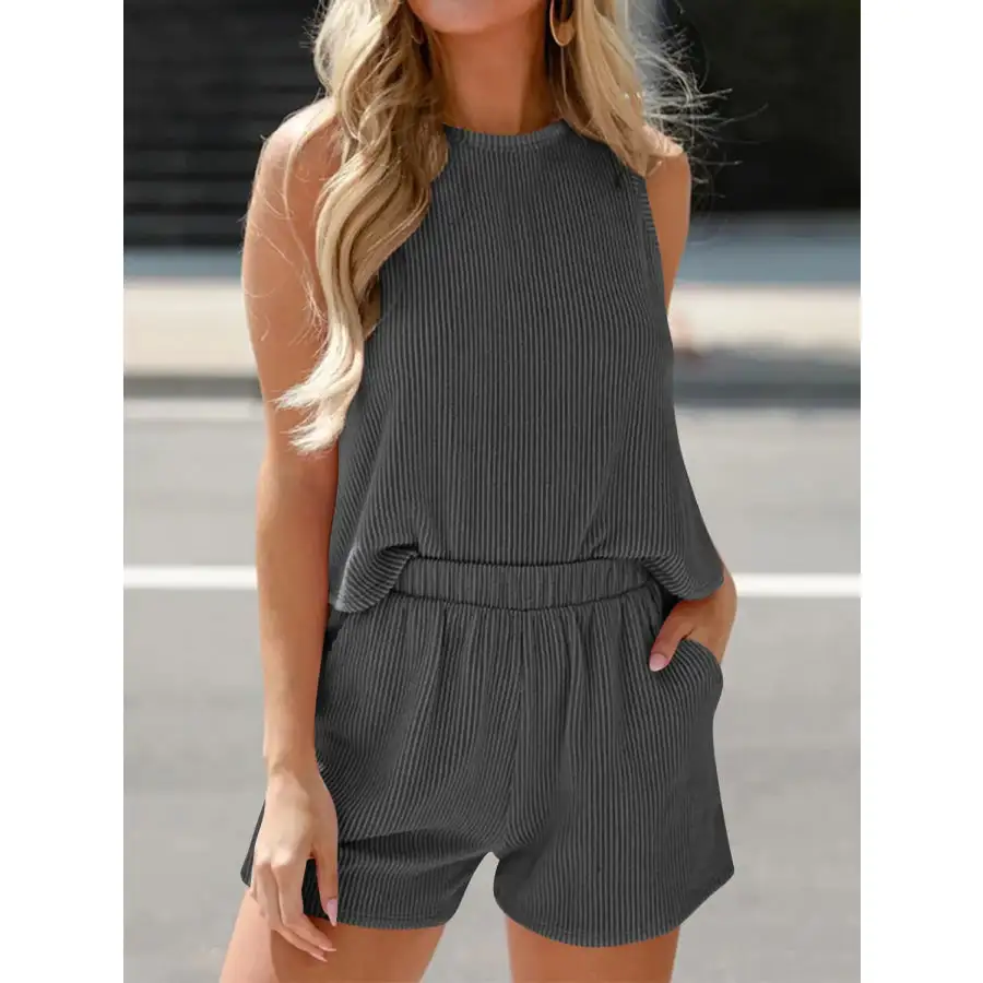 Everyday Round Neck Sleeveless Top and Shorts Set
