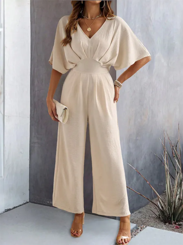 Short Sleeved Clean Wide Leg Jumpsuit Shorts