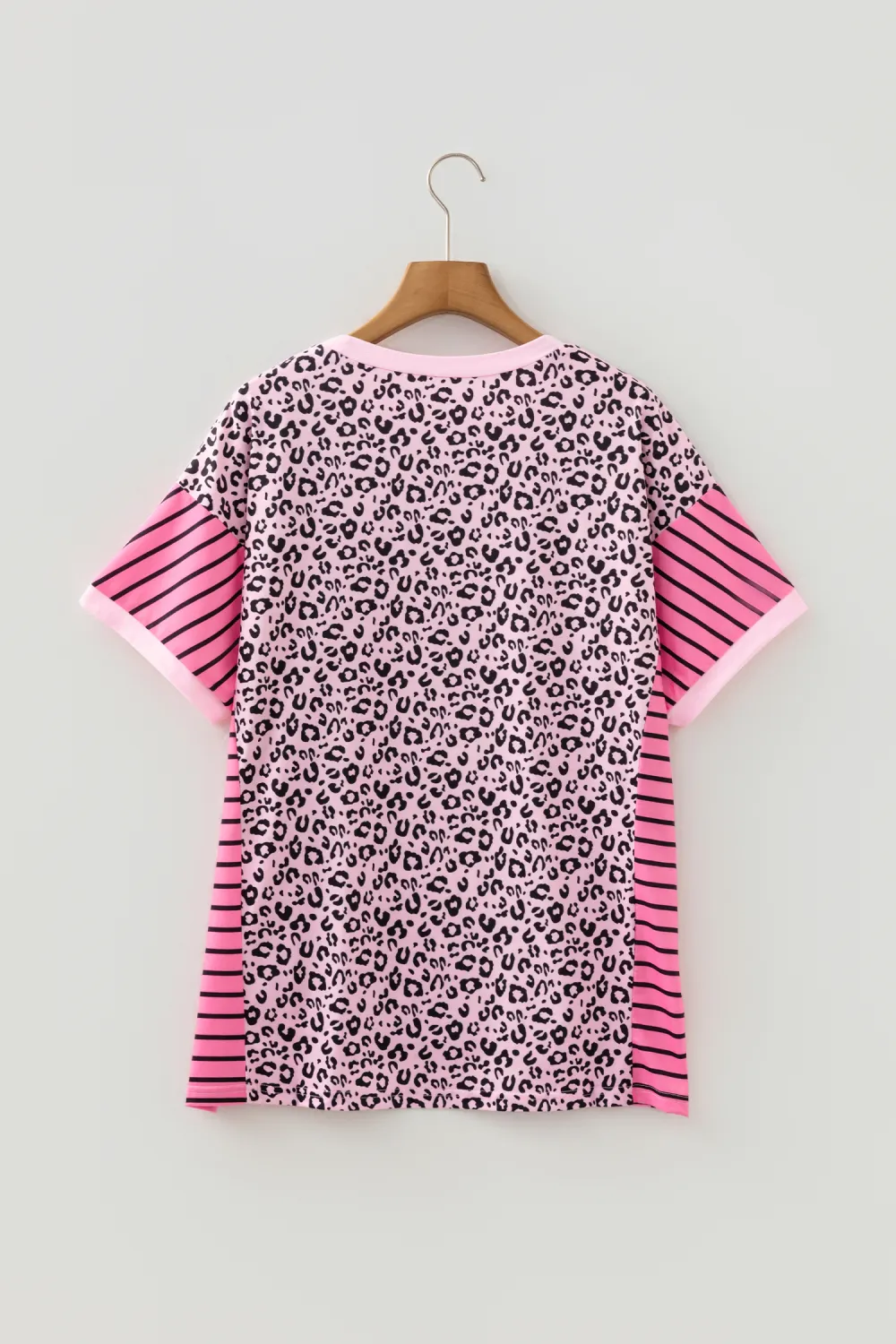 Pink Leopard Striped Patchwork Side Top
