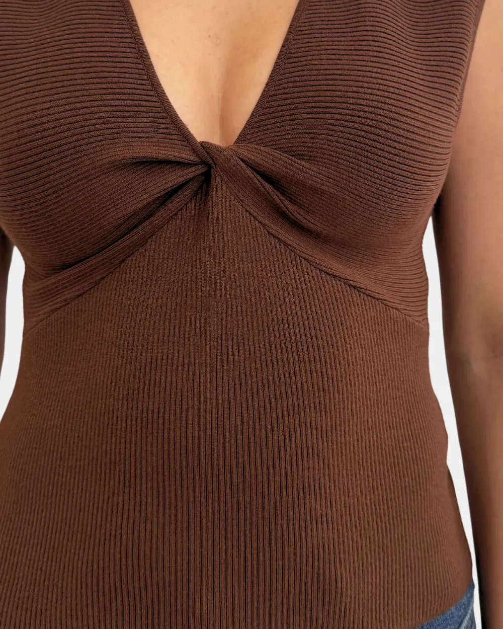V-Neck Ribbed Top