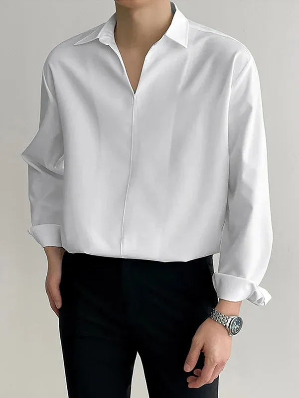 Loose Solid Color Long Sleeve Shirt