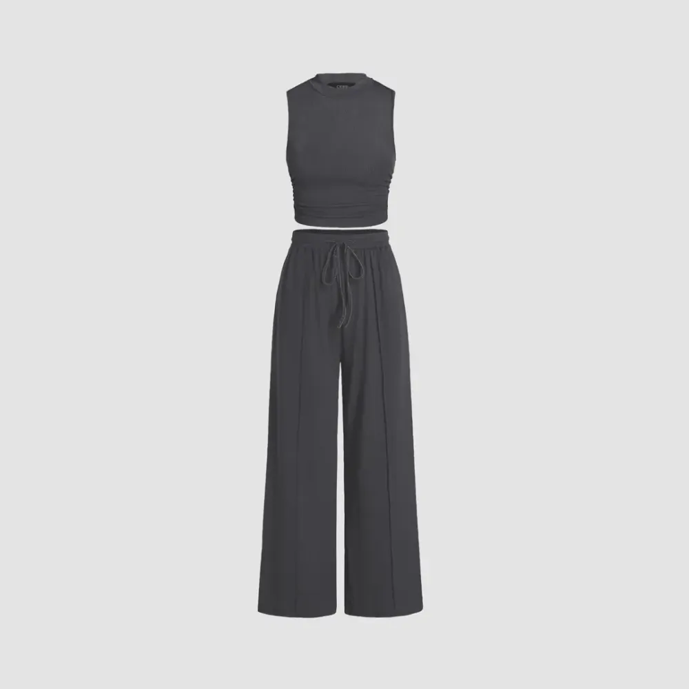 Women's Casual Tank Top & Elastic Waist Pants Set