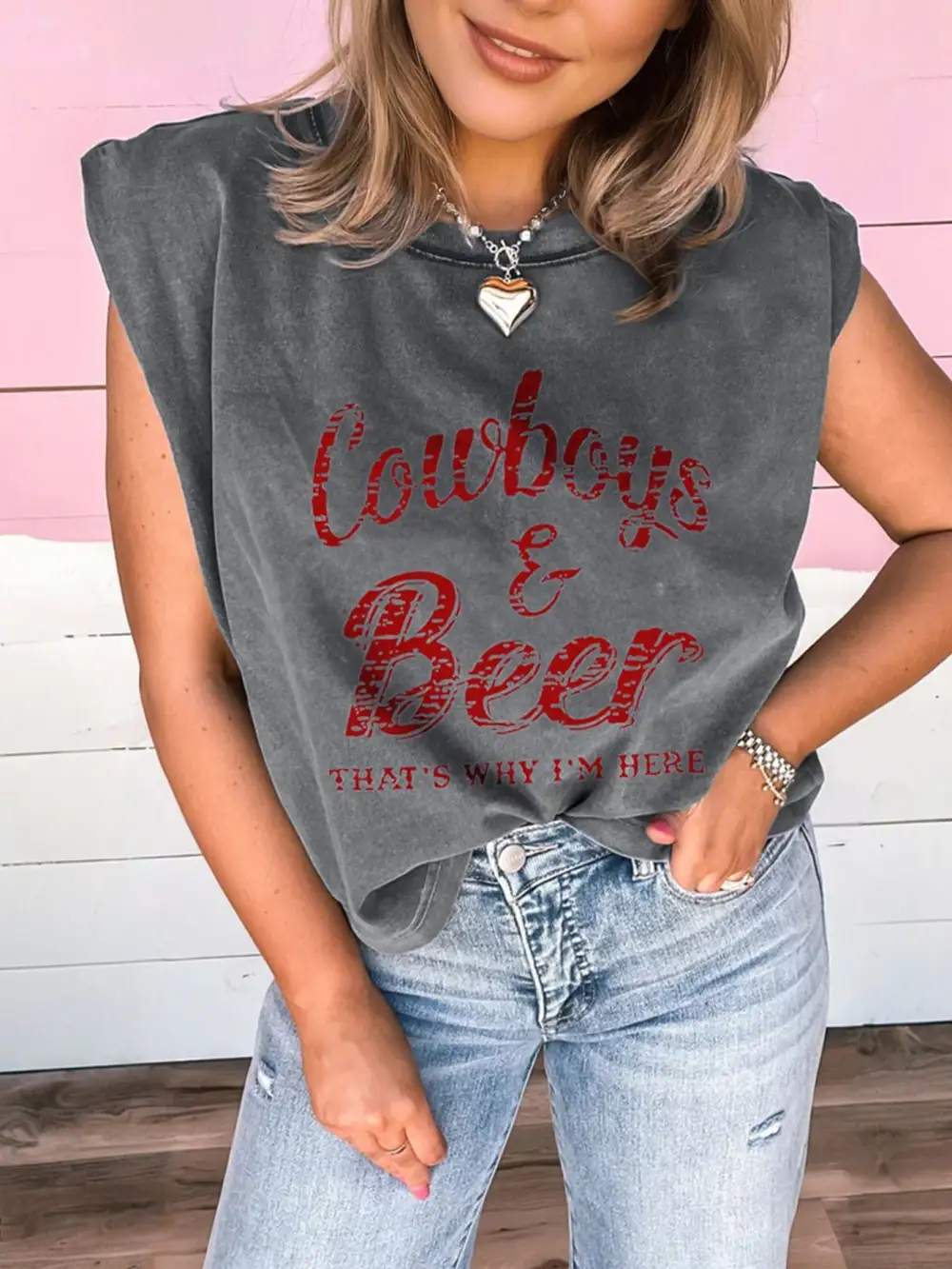Cowboy Beer Western Graphic Mineral Wash Tank
