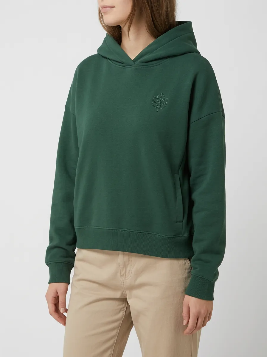 Women's Nature Minimalist Leaf Embroidered Printed Hoodie