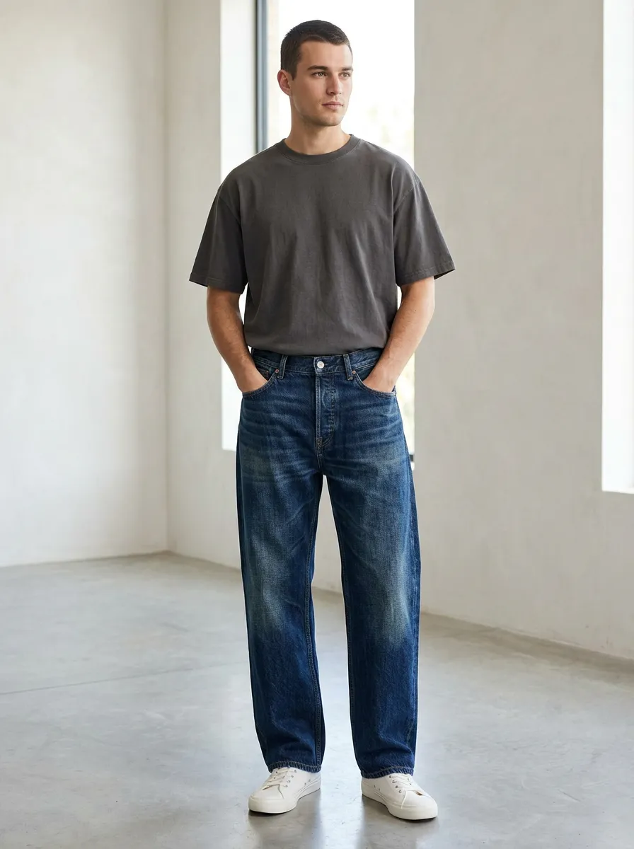 Men's Washed Look Relaxed Fit Jeans