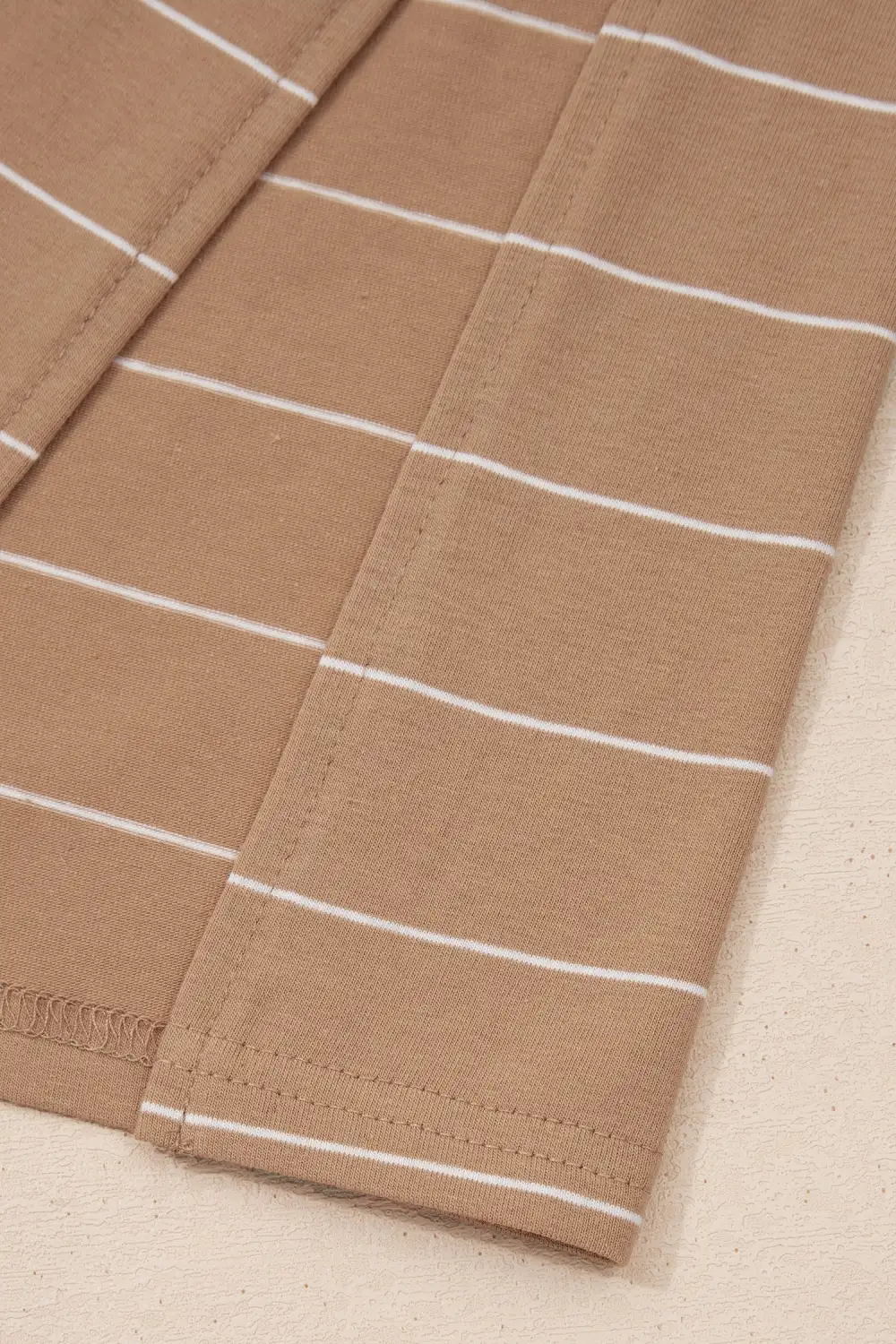 Gathered Detail Striped Slit Short Sleeve Maxi Dress