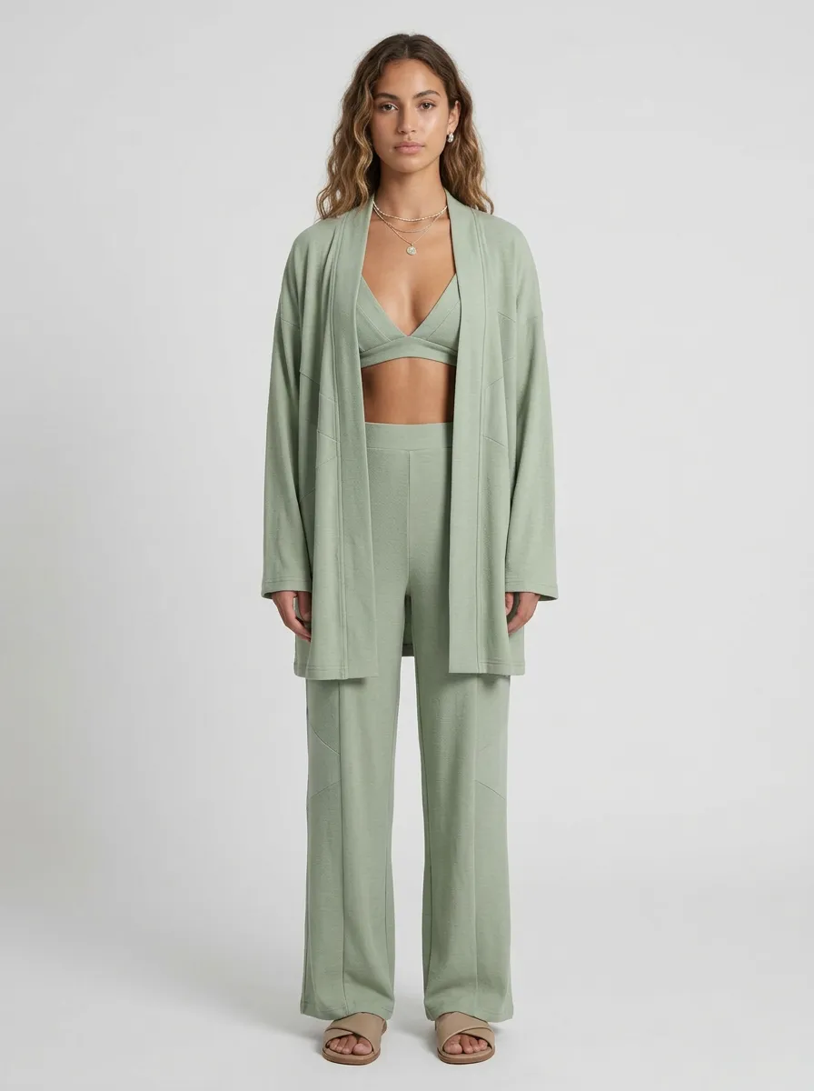 Minimal Paneled Cardigan Lounge Set