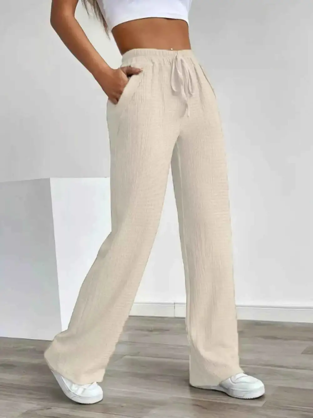 Texture Wide-Leg Pants