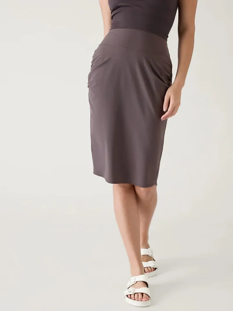Fitted Midi Skirt For Sleek Casual Style