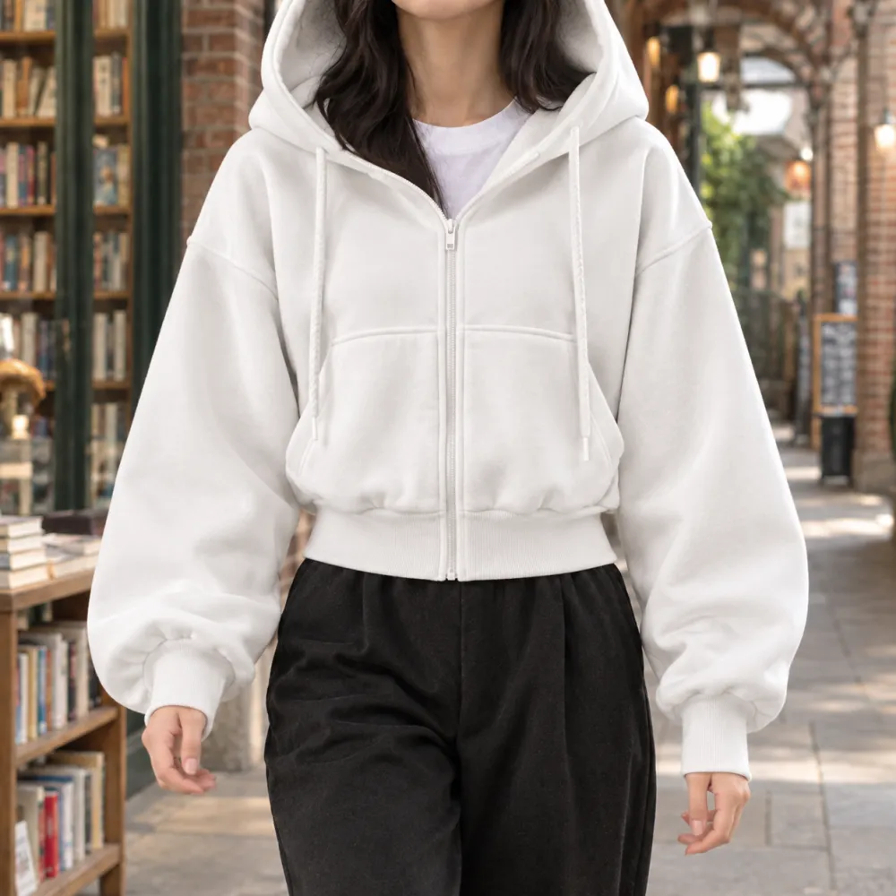 Cropped Soft-Touch Hoodie