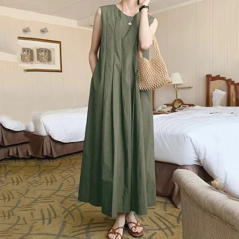 Sleeveless Pleated A-Line Dress