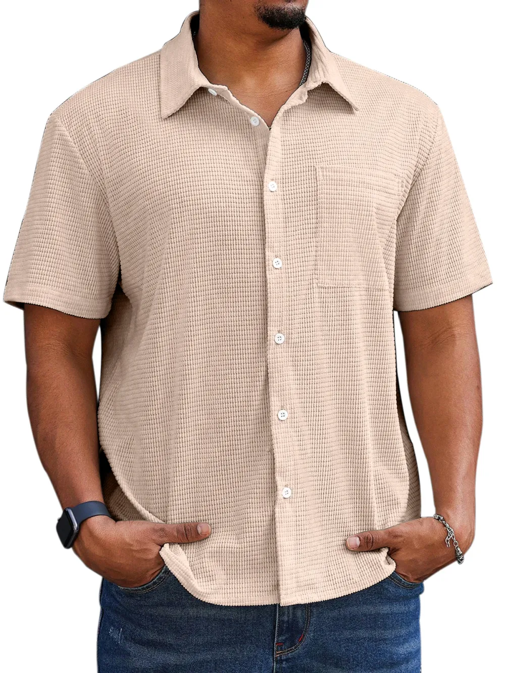 Textured Knit Short Sleeve Shirt