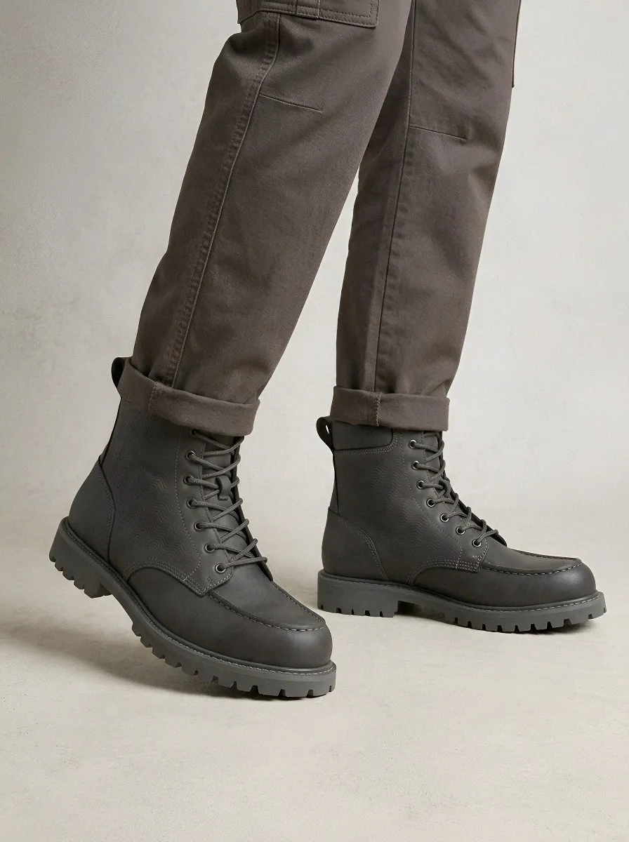Men's Minimalist Wavy Texture Pattern Work Boots