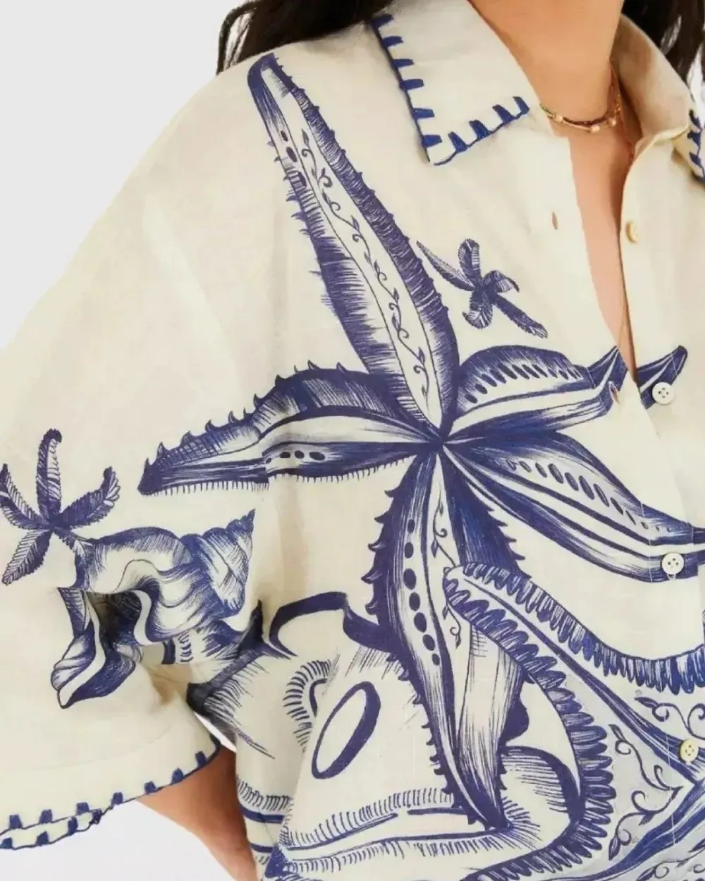 Seashell Print Shirt and Shorts Set