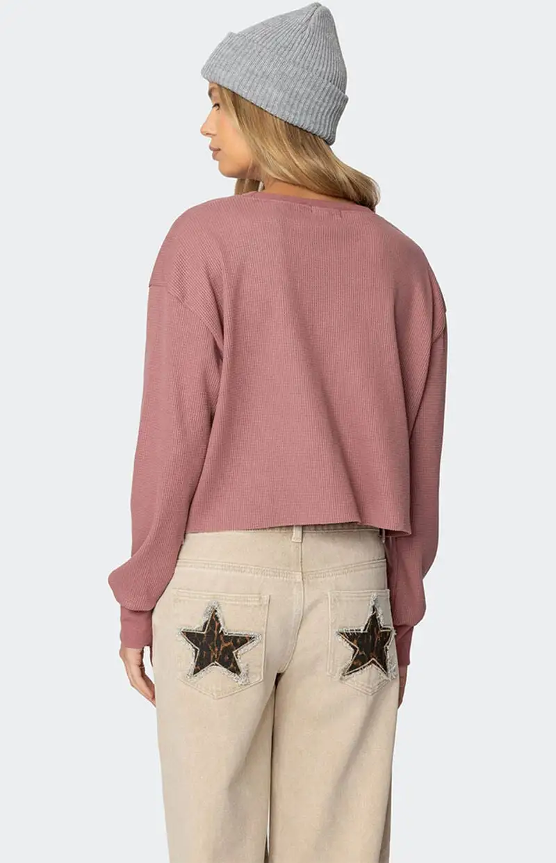 Edikted 88 Waffle Long Sleeve T-Shirt