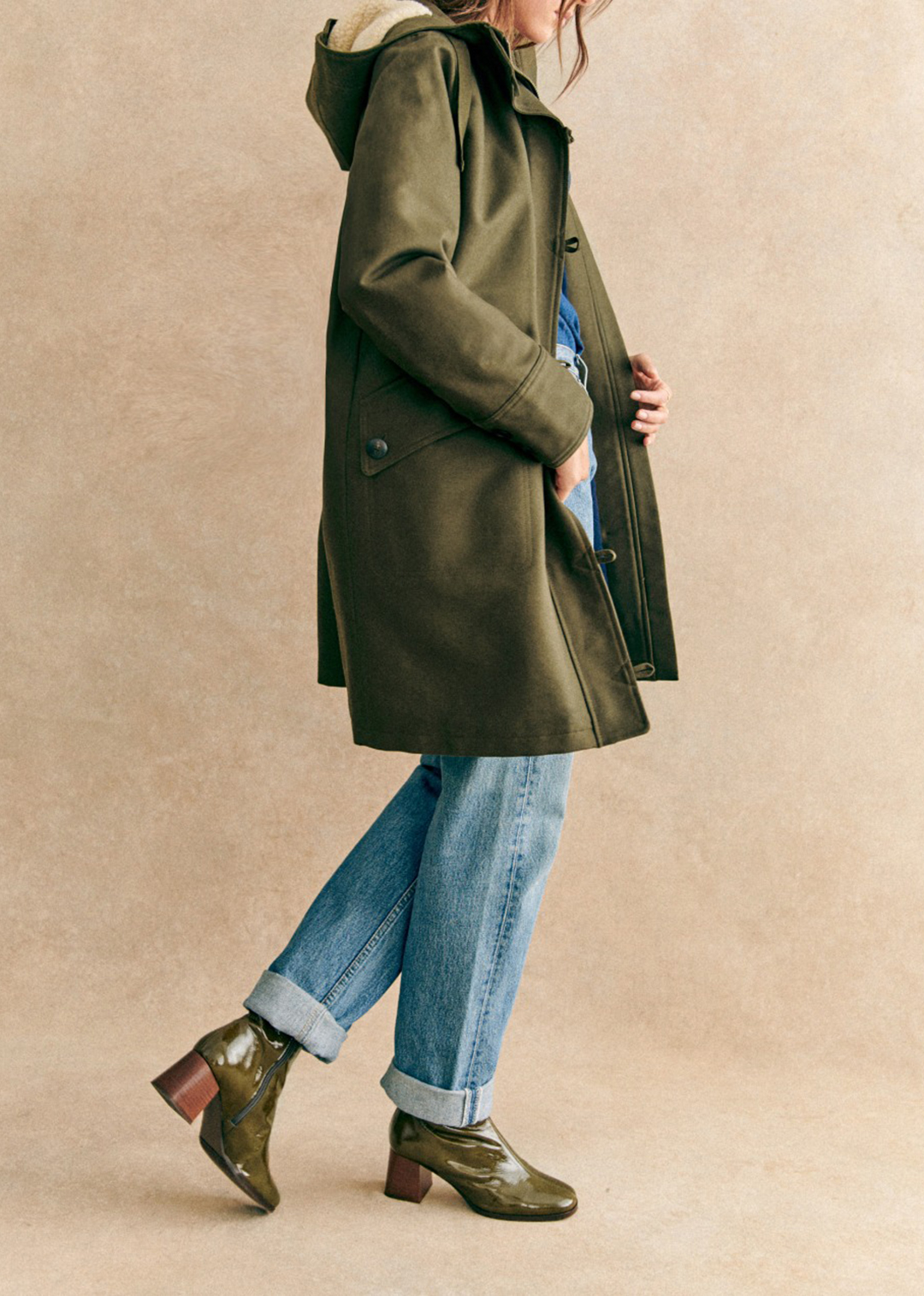 Military Green Quilted Hooded Parka